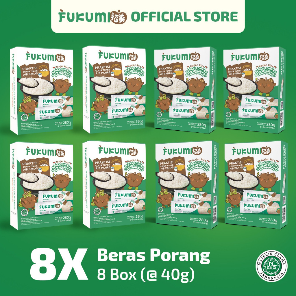 

FUKUMI Beras Porang 8 Box Sachet - Konjac Rice