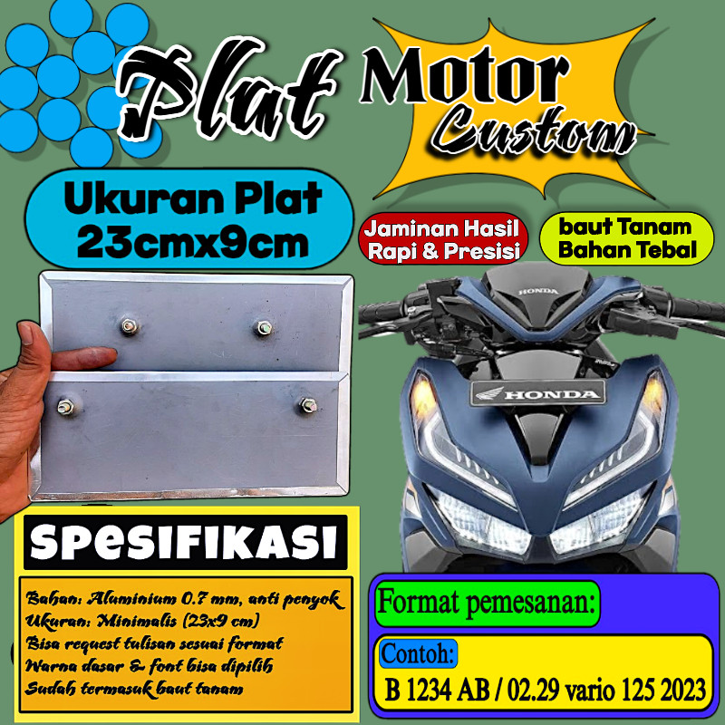 Plat Putih Bebas Custom