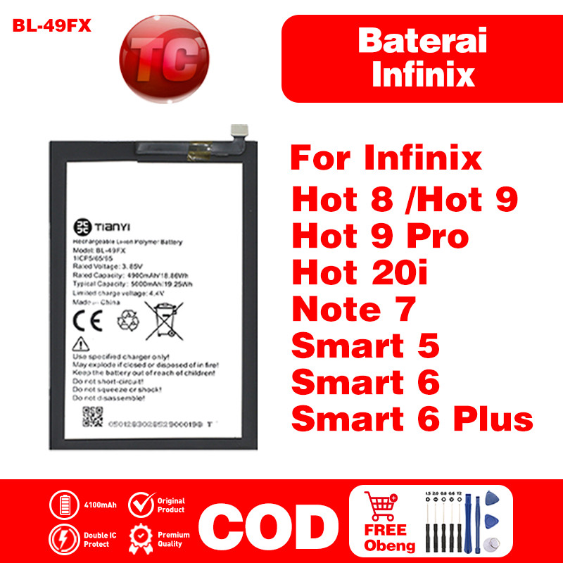 Original 100% Baterai Infinix Hot 8 / Hot 9 / Hot 9 Pro / Hot 20i /Note 7 / Smart 5 / Smart 6 / Smar