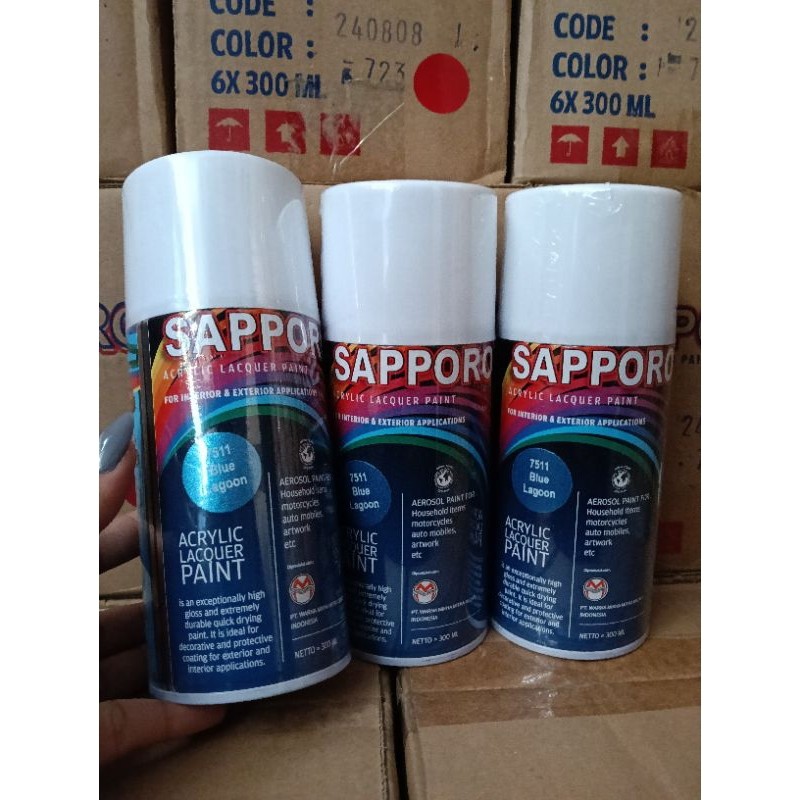 cat semprot Pilok  Pilox Sapporo 300ml saporo 300ML SAPORO spray 300ml 7511 BLUE LAGOON BIRU METALIK