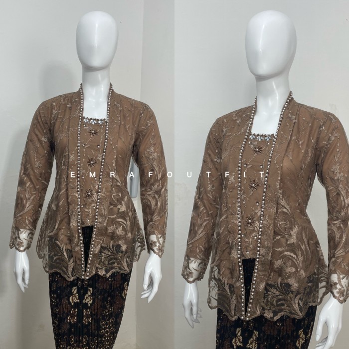 

Kebaya kutubaru tille modern kombinasi payet mutiara - Silver, Rok saja