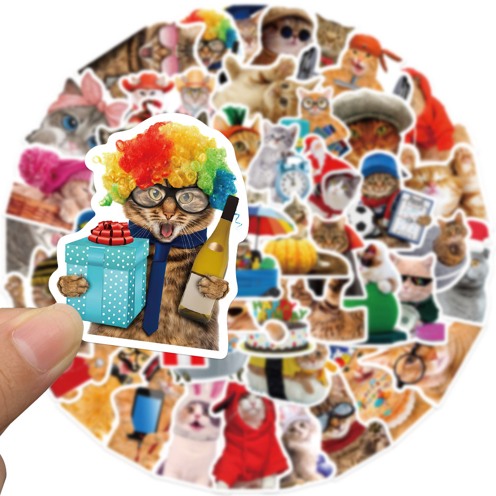 

50pcs Funny Cute Cat Meme Stickers Kid Toy Scrapbook Notebook Motorcycle Laptop Car Phone Guitar Waterproof Sticker Decals