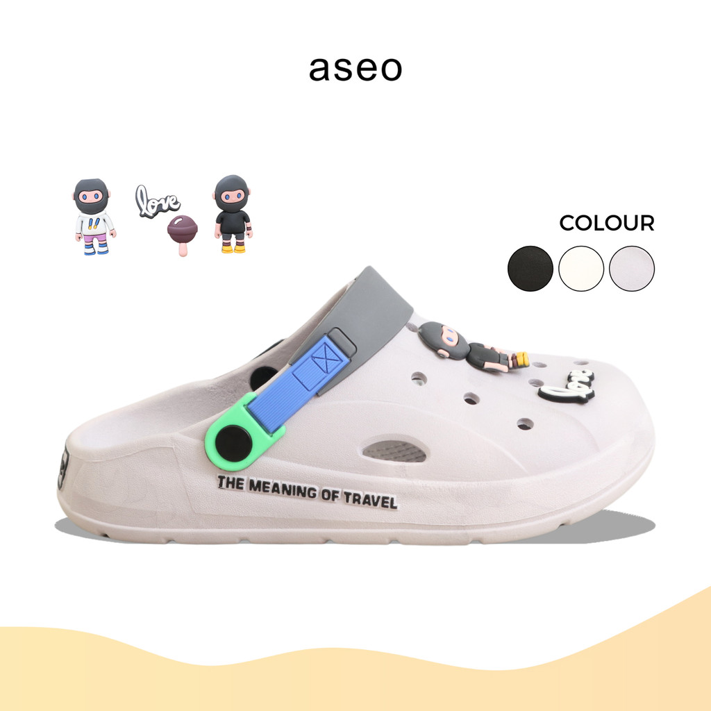Aseo Sandal Pria Wanita Baim Terbaru Slip Kodok Bahan Eva Kekinian Unisex Jelly Empuk Elastis H186