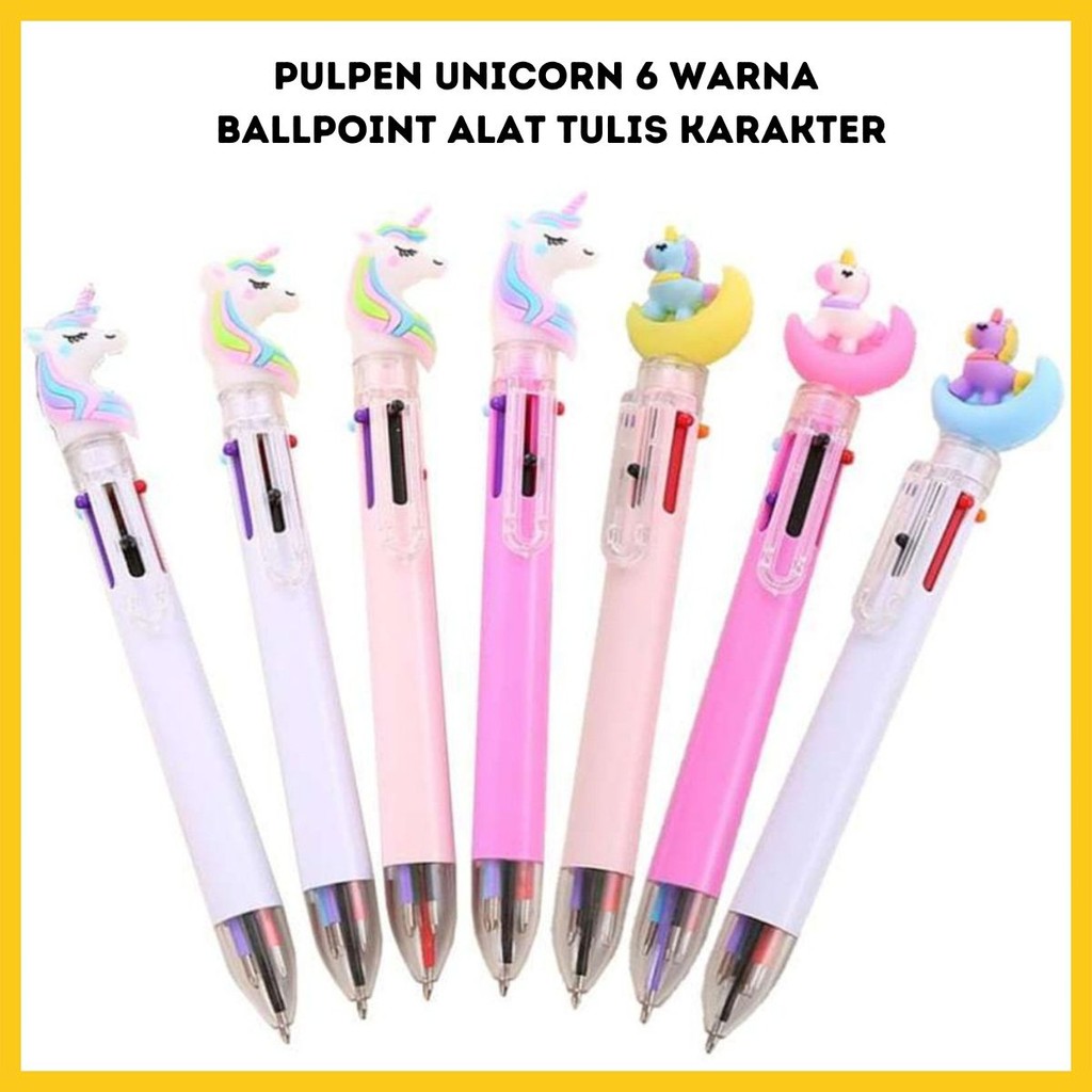 

Pulpen Unicorn 6 Warna Ballpoint Perlengkapan Menulis Multicolor Pena 0.5mm Bolpen Karakter Mix Colour isi Tinta 6in1 Alat Tulis Sekolah Kantor Warna Warni Motif Kuda Pony - YASMINE SHOP21