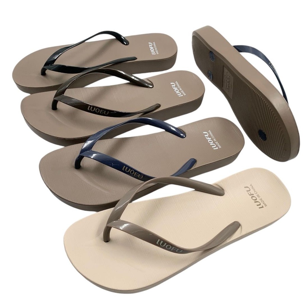 OS LUOFU Sandal Jepit Karet Polos Empuk Wanita Import E7140-BRSMT (AY2)