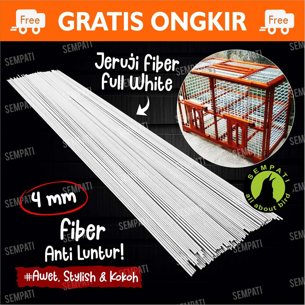 SEMPATI RUJI JERUJI FIBER 4 MM 60 CM RUJI/JERUJI FIBER PUTIH SANGKAR KANDANG BURUNG MERPATI KOTAK LB