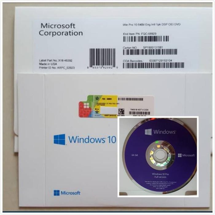 Windows 10 Pro 64 Bit Original ( Termurah Terjamin dan Full Pack Original Bergaransi )