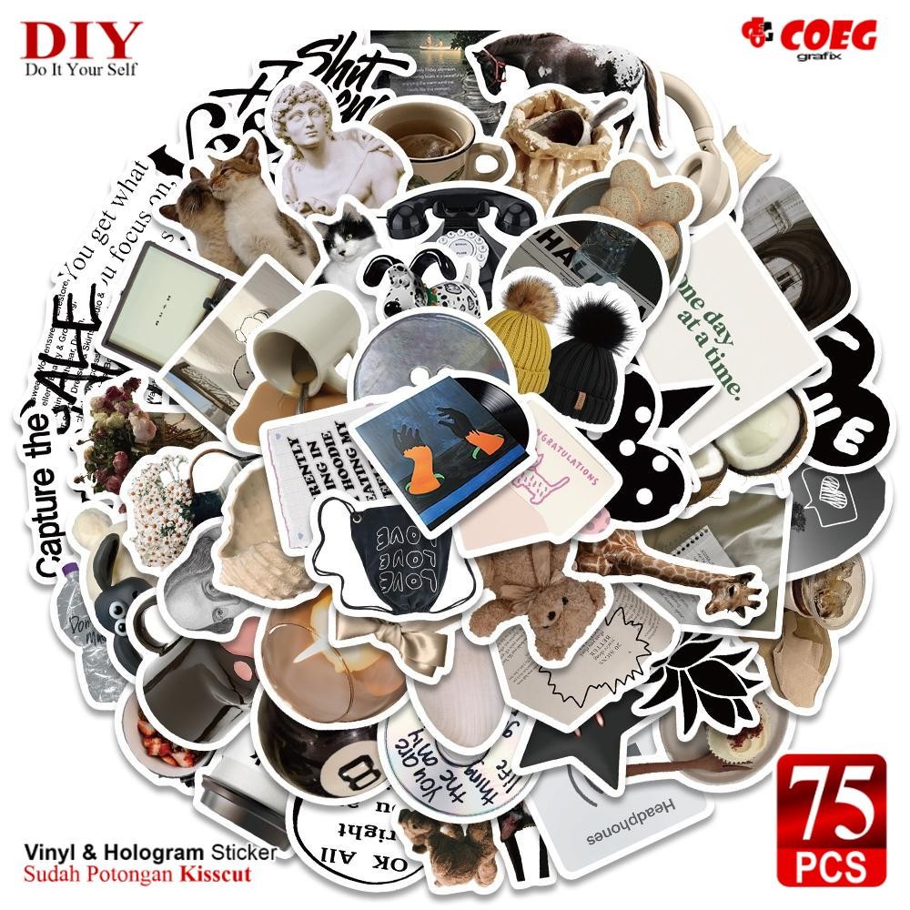 

[75PCS] Stiker Aesthetic Pack CG30 | INS Gaya Hitam dan Putih Sederhana | Decal Vinyl Anti Air | Stiker Aesthetic untuk Buku, Gitar, Casing HP, Laptop, Helm, Skateboard