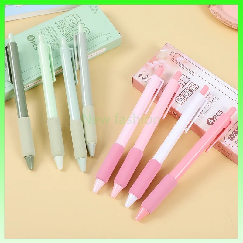 

1 Set Pena Gel Mekanik 4 Versi Warna / Pena Gel Mekanik Tinta Hitam 0,5mm