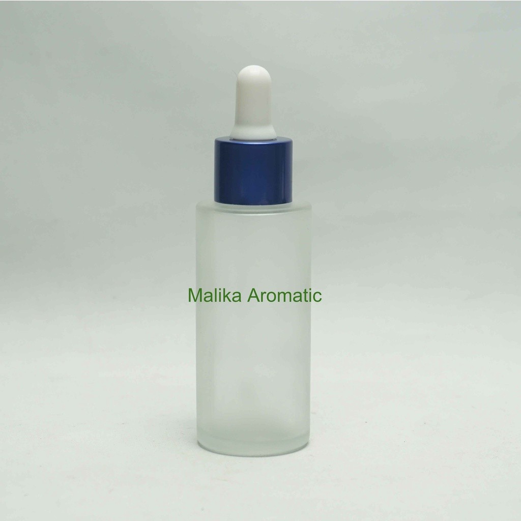 Serum 50 ml RF Clear Frossted Pipet Biru Chrome / Botol Pipet Karet / Botol Serum / Botol Kaca Kosme