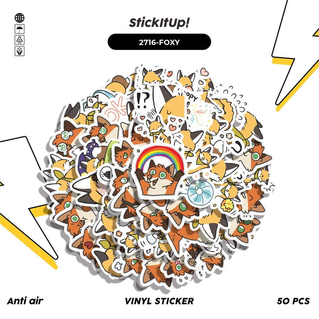 

COD✨ 50 Pcs Stiker FUNNY CHARACTER FOXY THE FOX Lucu Anti Air Untuk Dekorasi Notebook Sepeda Skateboard Handphone DIY