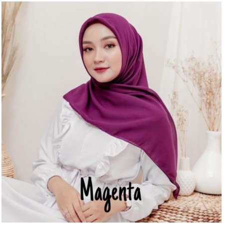 Fashion Official Kerudung Segiempat Polos BELLA SQUARE Hijab Pollycotton Jilbab Bela Magenta Premium