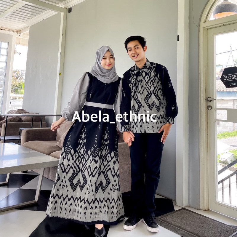 Set shima, couple tenun baju kondangan, set couple busana wanita tenun, set couple ethnic tenun tros
