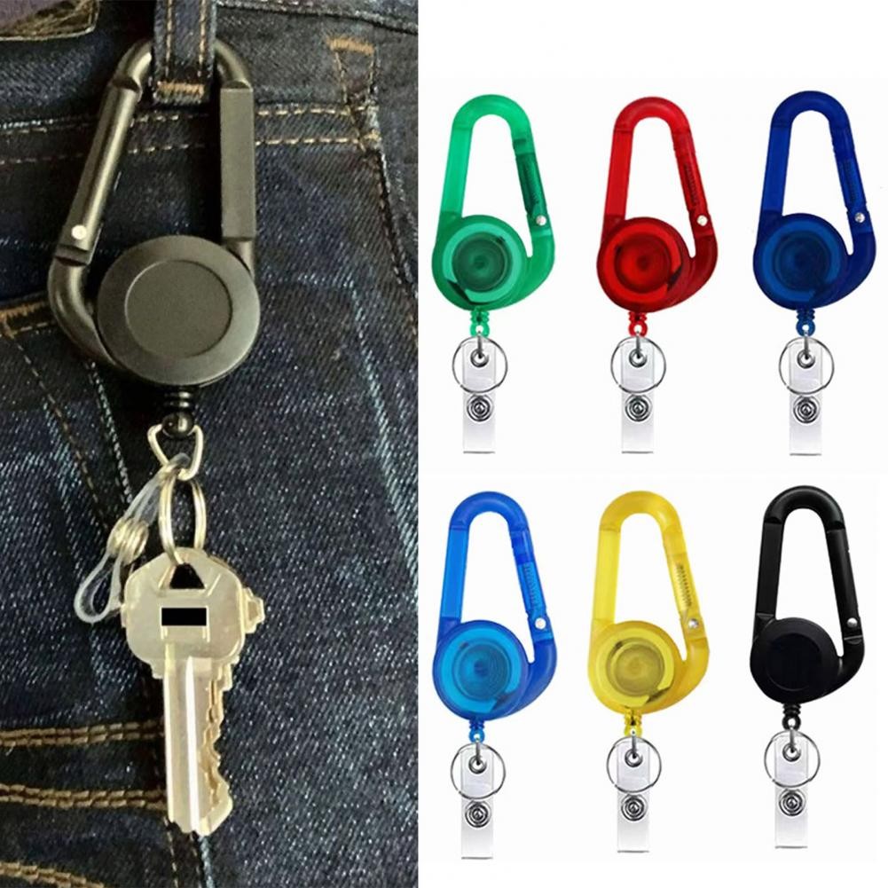 

13*4.2cm Badge Holder With Carabiner Clip Retractable Badge Clip Key Holder Badge Reel With Hiking Buckle Working Card Keychain