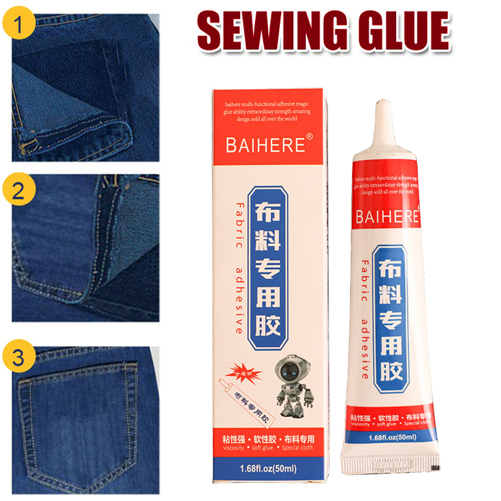 50ml Jeans Repair Kuat Glue / Serbaguna Lem kain Kuat / Lem Kain Tahan Air Lembaran / Lem Perbaikan 
