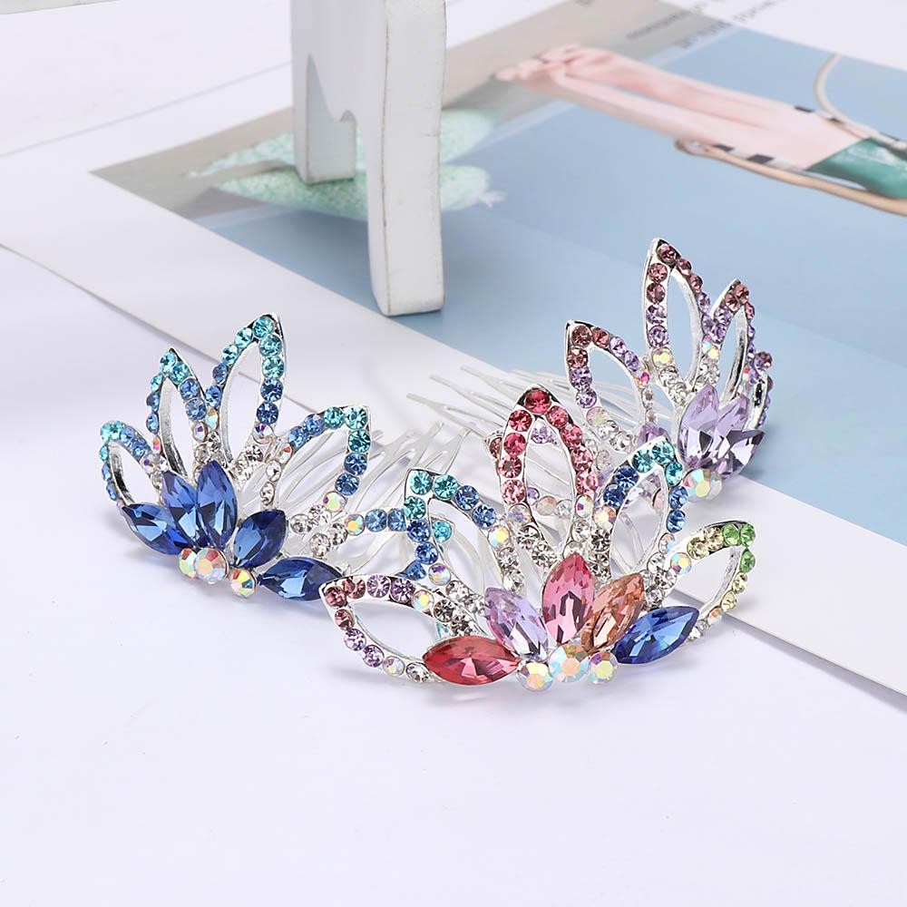 

Mini Cute Flower Crystal Rhinestone Princess Crown Hair Comb Birthday Party Tiaras for Girls Kids Hair Jewelry Accessories