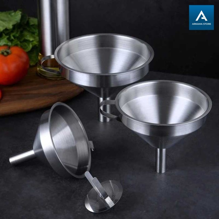 corong stainless steel multifungsi funnel dengan saringan
