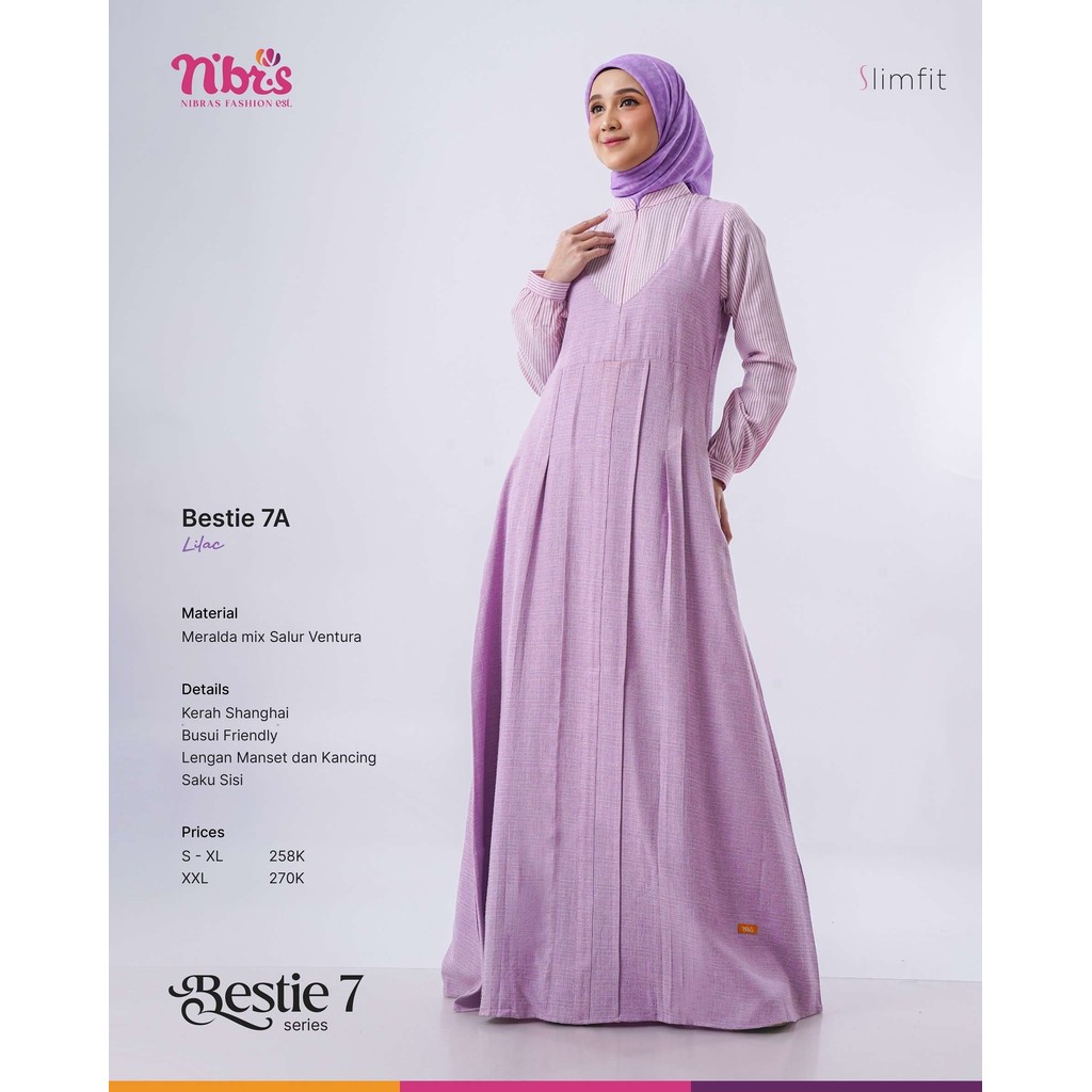 NIBRAS Gamis Polos Rayon di anieszaps / Gamis Motif Salur / Bestie Series 7a Busana Simple Wanita