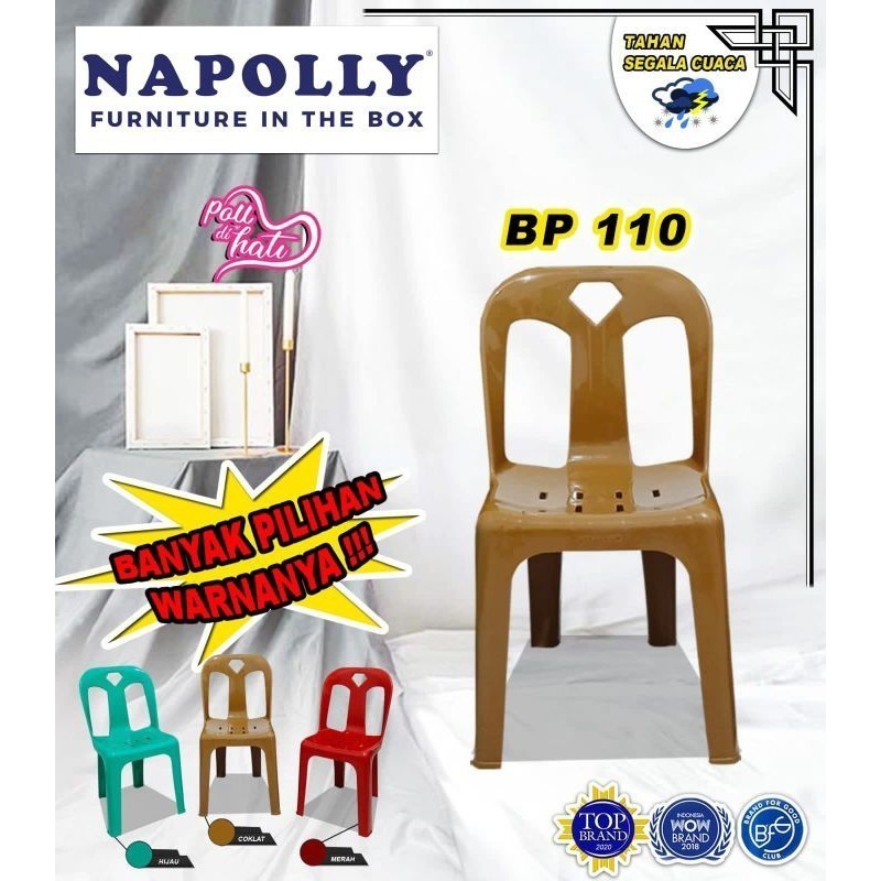 Kursi Plastik Merk Napolly - BP 110 | Kursi Sandaran | Kursi Pesta | Kursi Hajatan | Kursi acara Rap