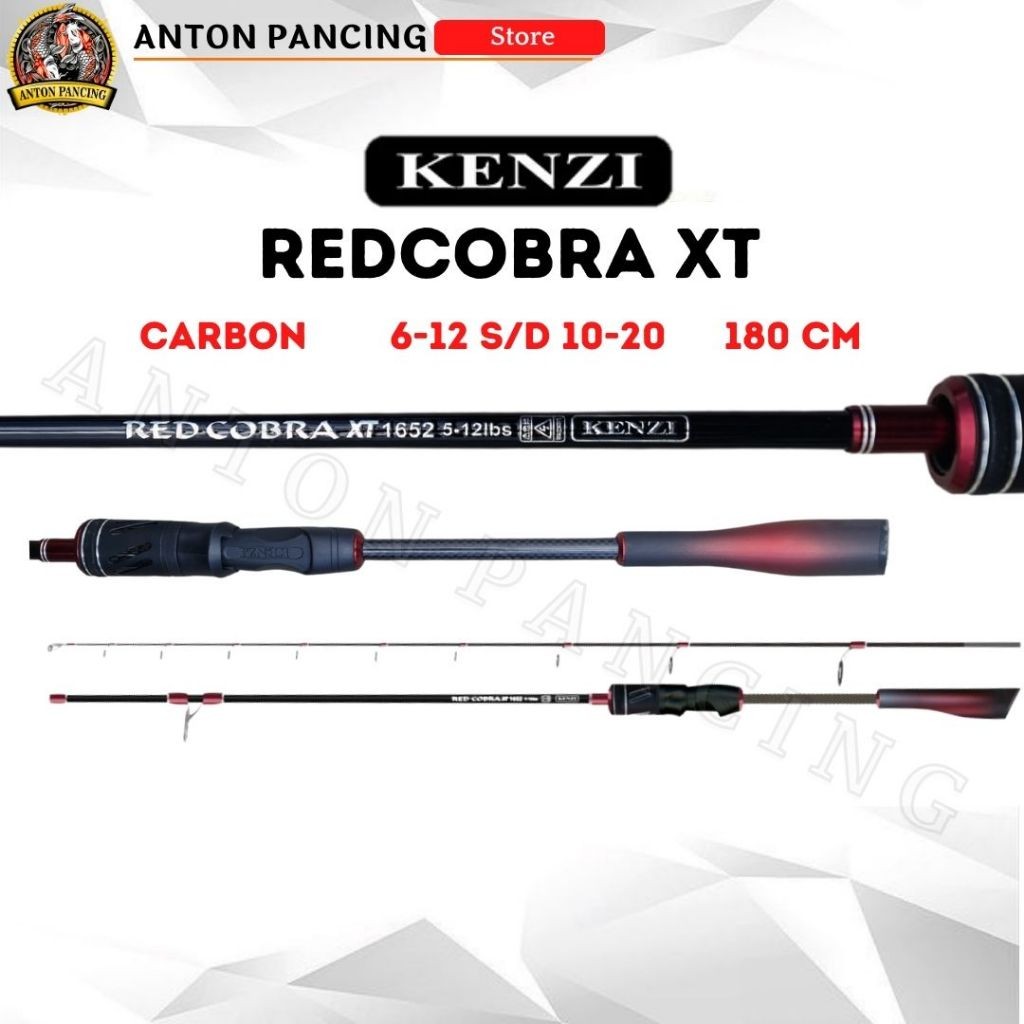 Joran Pancing Kenzi RedCobra XT 165cm 4-10,5-12lb Carbon Solid Lentur 11 Ring Guide SIC K-Series