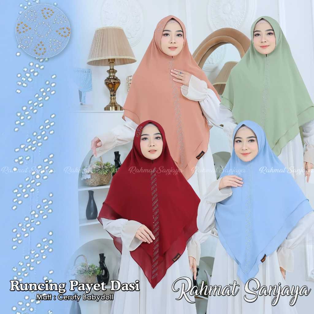 Jilbab Khimar Runcing Payet Dasi Sawarosky 2 Layer Jumbo Syar'i Ceruty Babydoll Terbaru