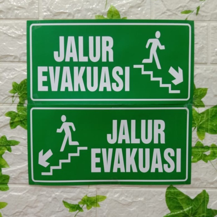 

JUAL SIGN LABEL STICKER JALUR EVAKUASI TANGGA KIRI KANAN 30X15CM