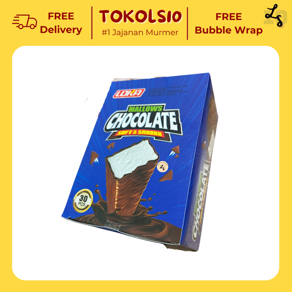 

Loka Mallows Chocolate Soft & Smooth Lembut 1 Box isi 30 pcs Ecer 1000 10gr