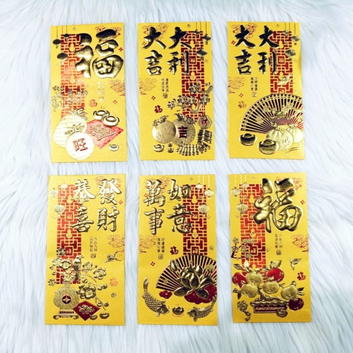 

Angpao Imlek Netral 4081 Bahan Dove Emboss Emas Mewah Isi 6 Motif Sama