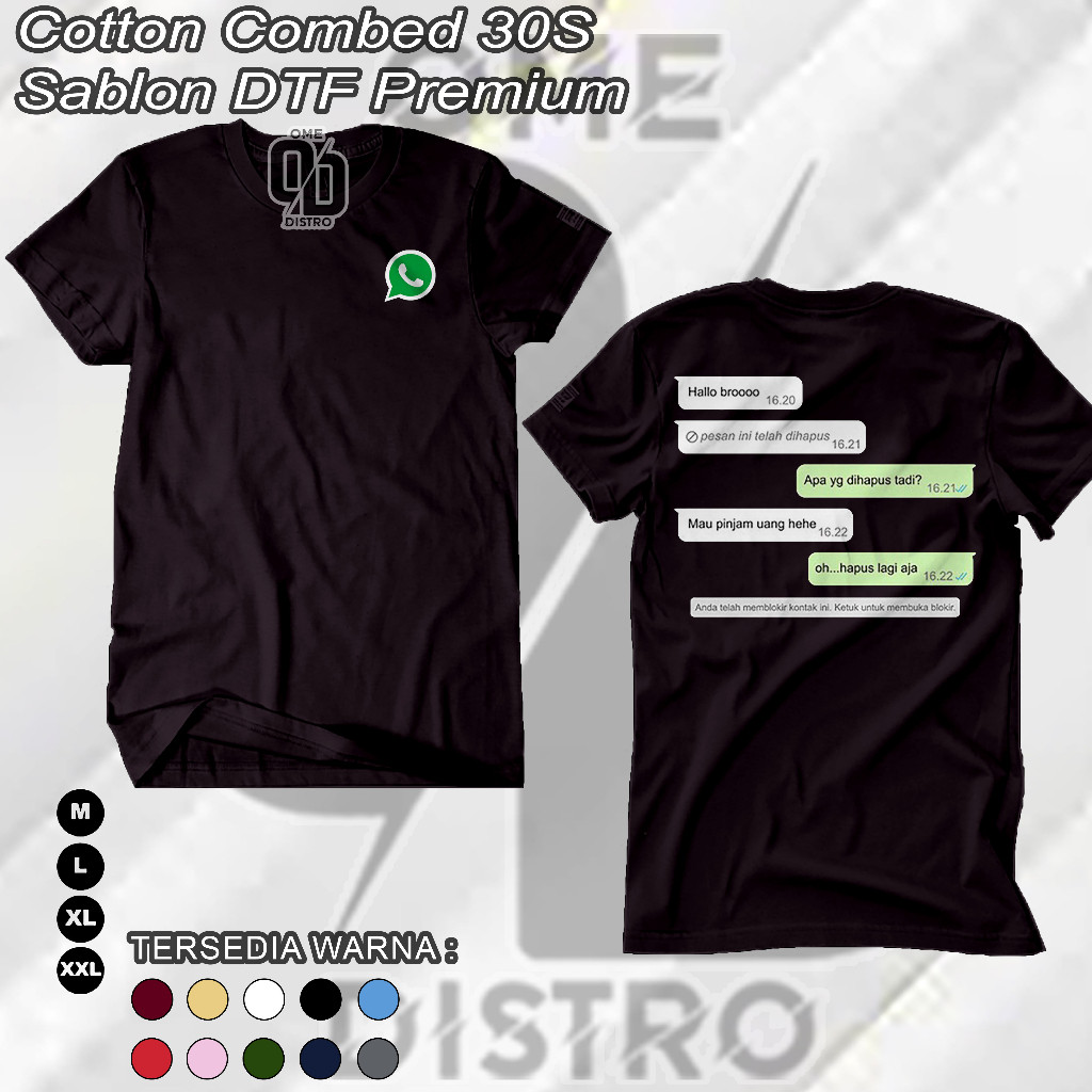 LOGO WA BISA CUSTOM BAJU KAOS VIRAL CHAT WHATSAPP Bagian Depan Belakang
