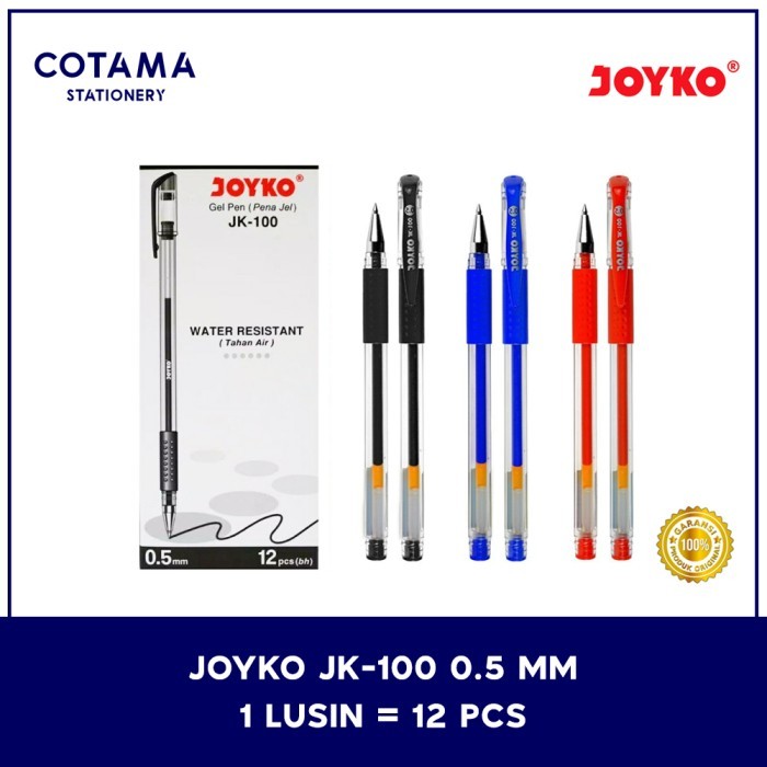 

Pulpen Joyko JK-100 Gel Pen 0.5 mm - 1 lusin isi 12 pcs