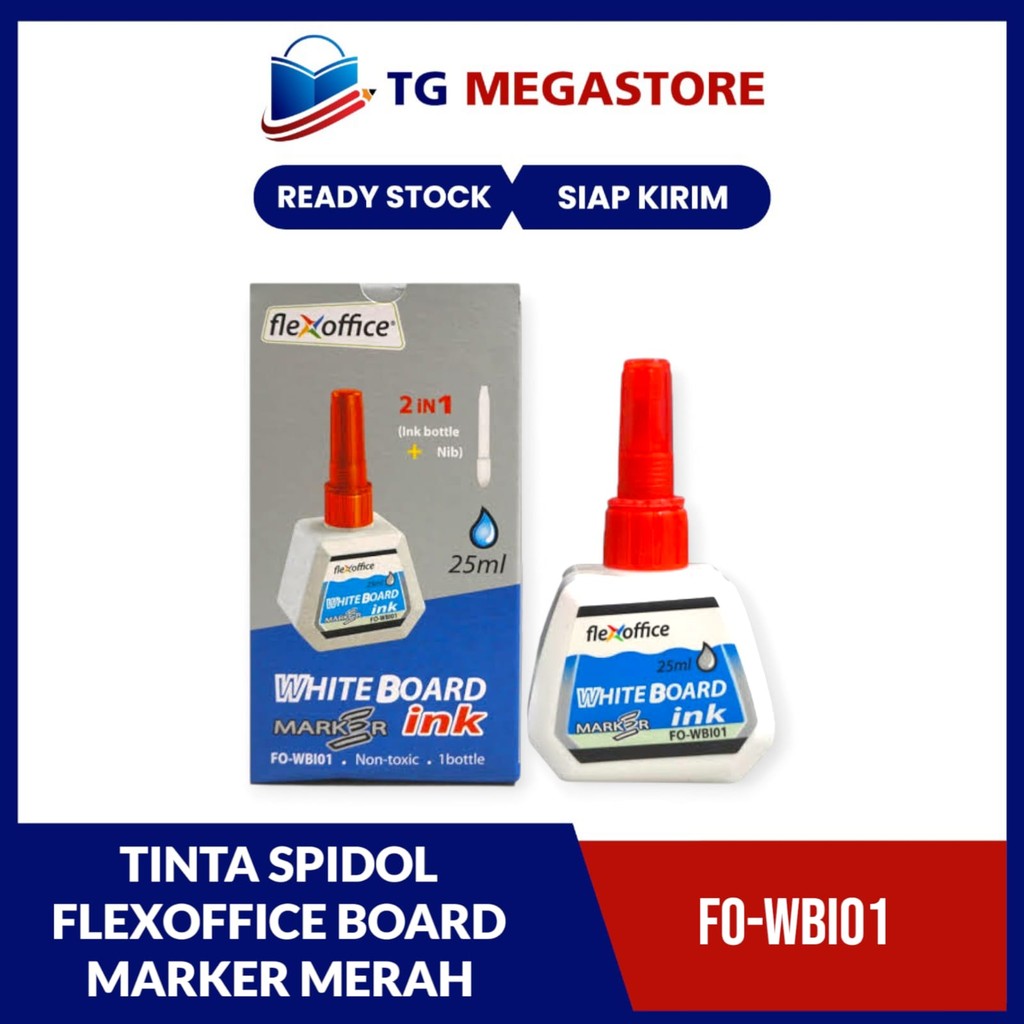 

Tinta Refill Spidol Flexoffice Board Marker Merah FO-WBI01