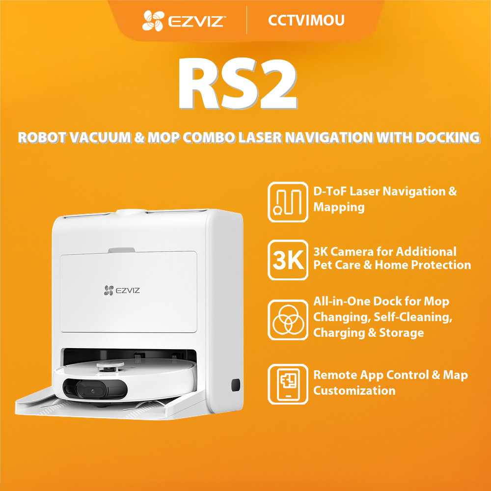 EZVIZ RS2 ROBOT VACUUM & MOP COMBO LASER NAVIGATION WITH DOCKING