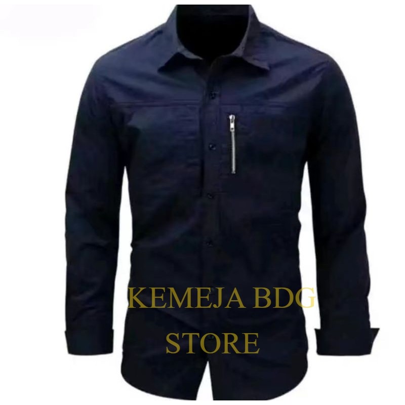 Kemeja Tactical Ziper Kantung resleting Bahan American drill Premium