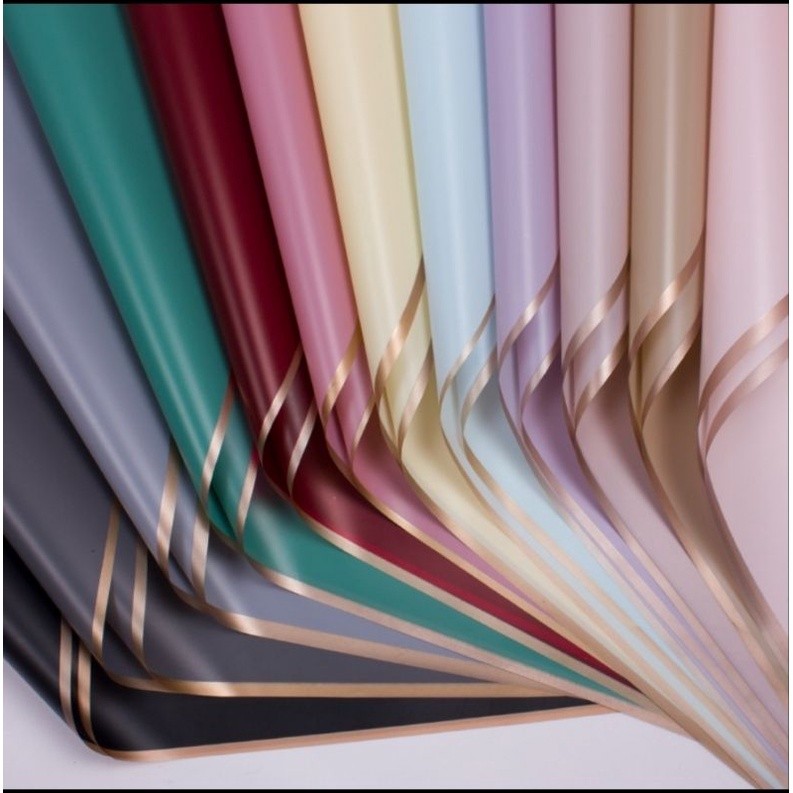 

(5 lembar) Kertas Buket Cellophane Frame Gold list Gold