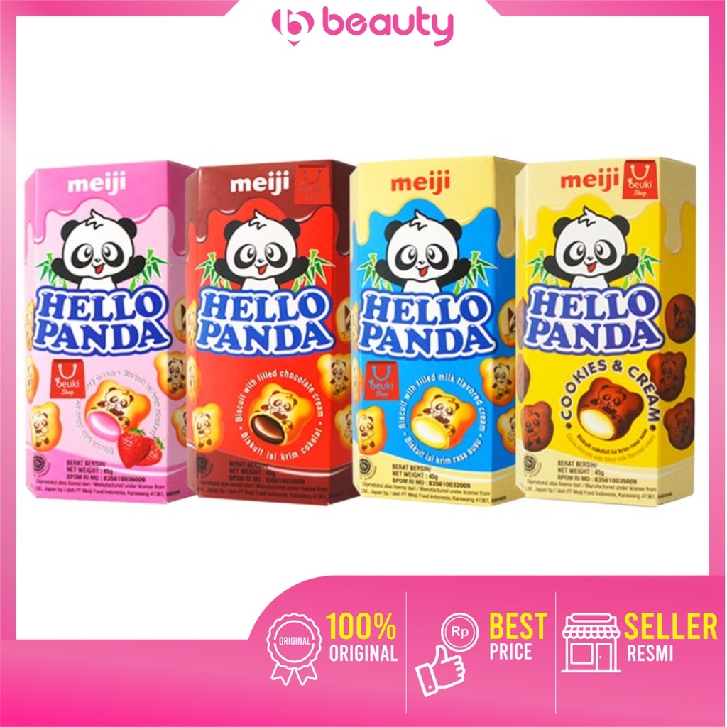 

❤ BEAUTY ❤ Hello Panda Biskuit Choco / Strawberry / Milk / Cheese 45g BOX / Aneka Rasa Biskuit Bentuk Panda