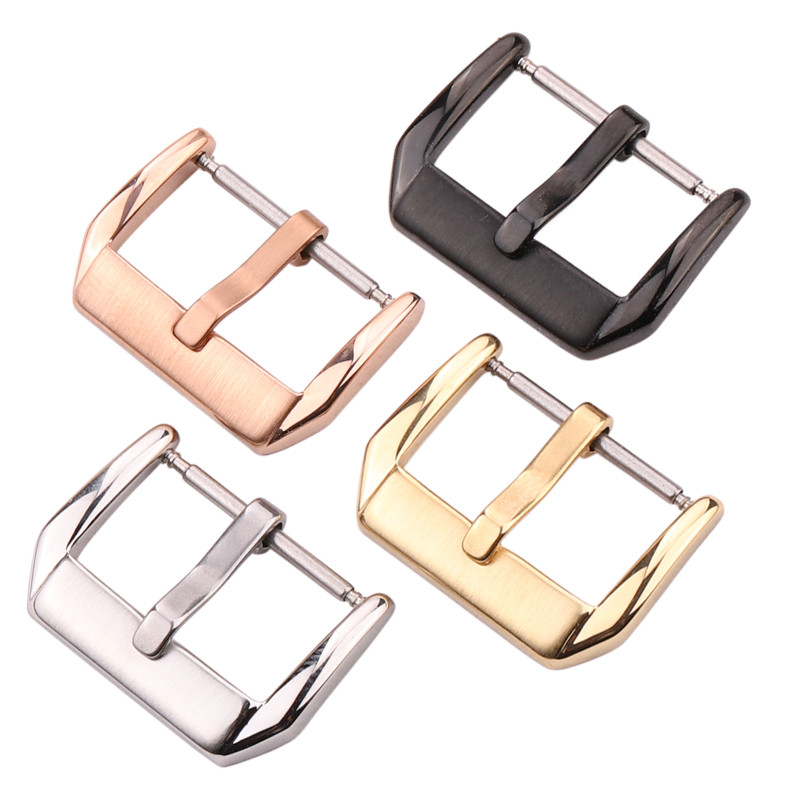 Stainless Steel Middle Brushed Watch Buckle 16mm 18mm 20mm 22mm Silver Rose Gold Black Watchband Str
