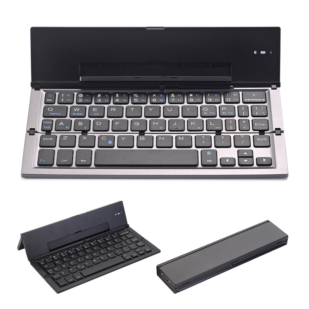 Multi-Device Foldable Bluetooth Keyboard Rechargeable Folding Wireless Keypad for Windows Android iO