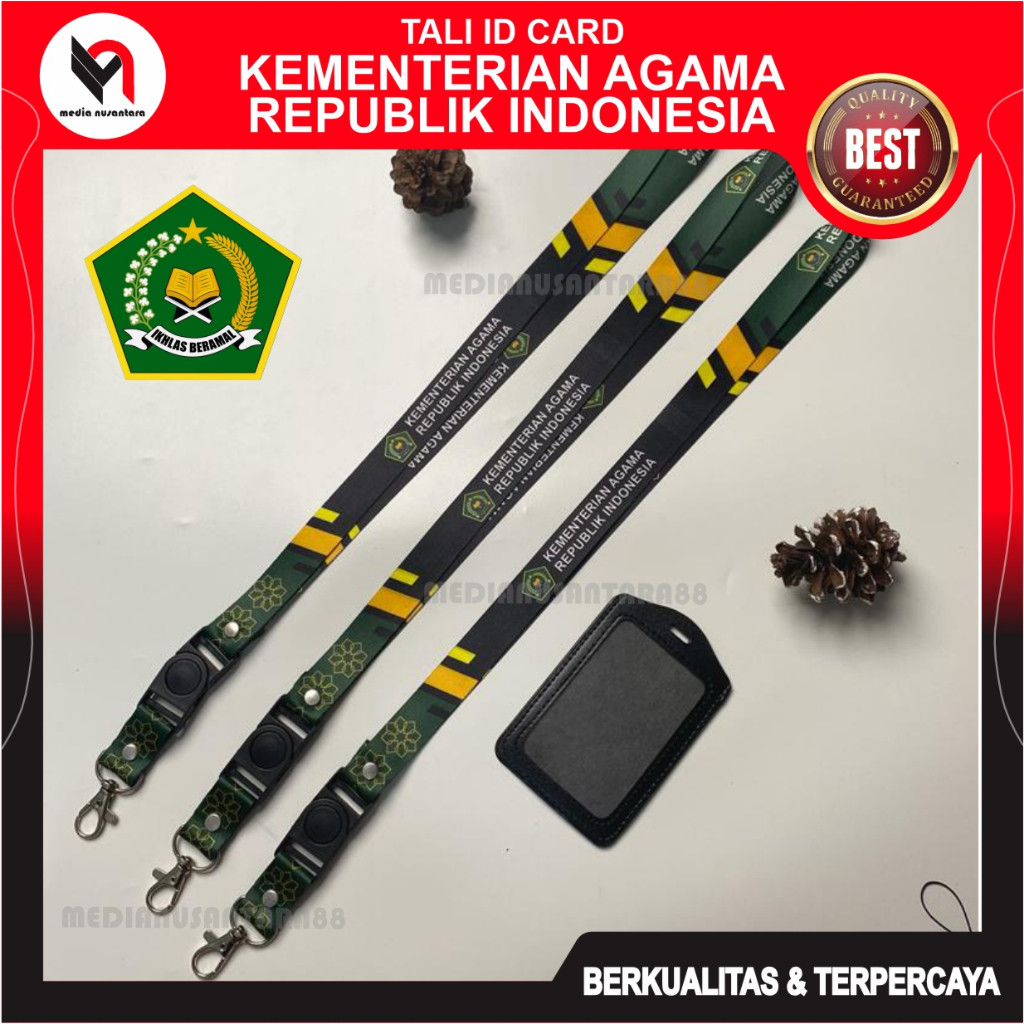 

Tali ID Card KEMENAG / Tali Lanyard KEMENTERIAN AGAMA Printing 2 Sisi / Paket Lengkap