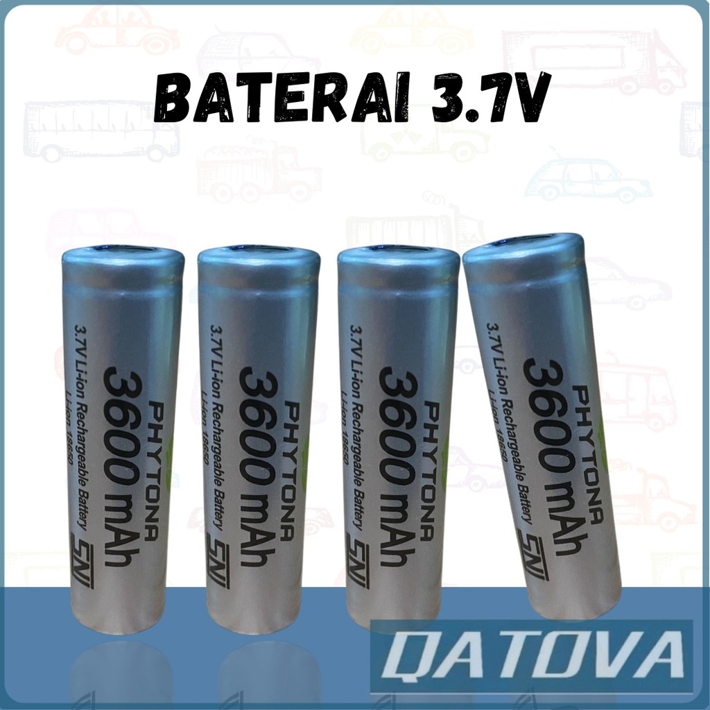 PHYTONA BATERAI CAS ISI ULANG 18650 3600mAh 3.7Volt RECHARGEABLE BATTERY BATERAI UKURAN 18650