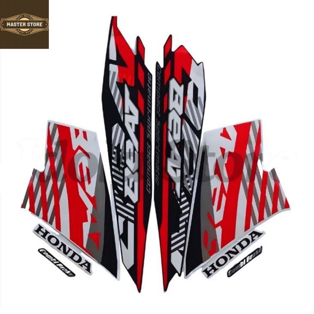 STIKER STRIPING HONDA BEAT NEW 2021 Putih Merah FULL STIKER LIS BODY MOTOR BEAT NEW 2021