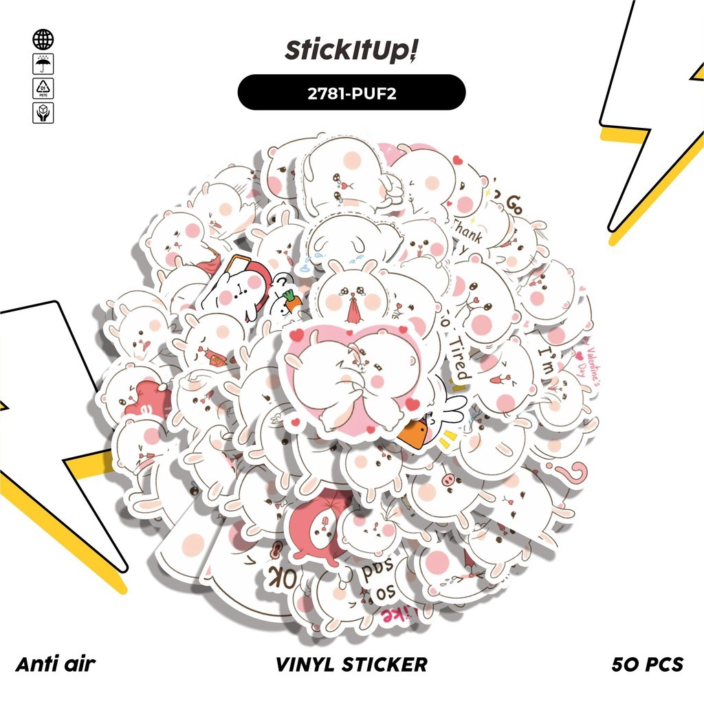

COD 50 Pcs Stiker FUNNY CHARACTER PUFFY RABBIT STICKER PACK 02 Lucu Anti Air Untuk Dekorasi Notebook Sepeda Skateboard Handphone DIY