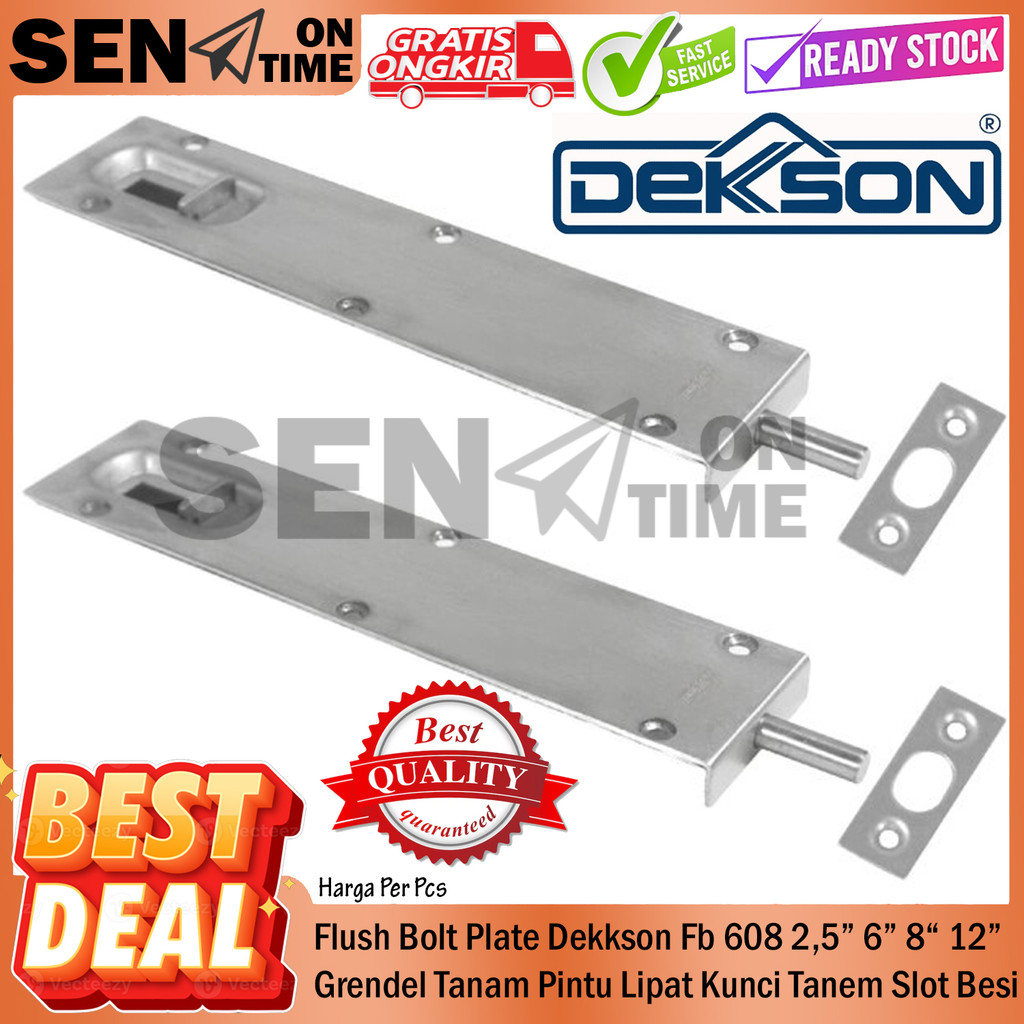 Kunci Tanem Slot Besi Flush Bolt Plate Dekkson Fb 608 2,5” 6” 8“ 12” Grendel Tanam Pintu Lipat Dekso