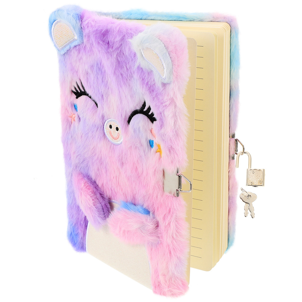 

Notebook with Lock Plush Cover Diary Adorable Writing Fluffy Girl Girls Teen Gifts