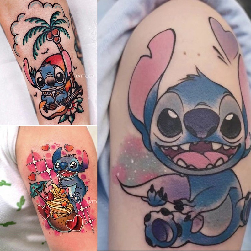 

Fashion Couples Stitch Diy Temporary Tattoo Stickers Kawaii Cartoon Girls Boys Fake Tattoo Waterproof Halloween Decal Gifts Toys
