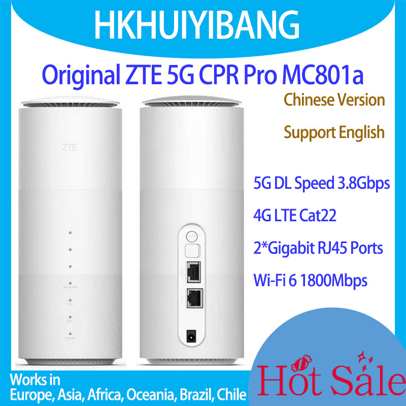 Unlocked ZTE 5G Indoor CPE Router MC801A Dual Band 4G Cat22 LTE WiFi 6 Wireless Modem 5G NSA+SA WiFi