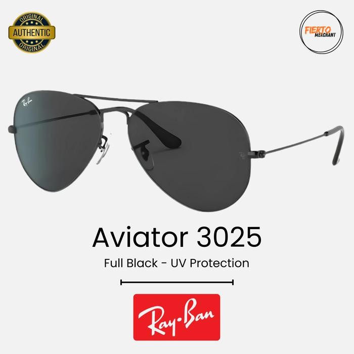 Kacamata Rayban Aviator 3025 Ori/Original Sunglasses Hitam Lensa Kaca Anti UV Protection