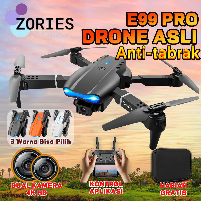 【ZORIES】Upgrade！Drone E99 Pro Anti tabrak Kamera Jarak Jauh Dengan Dual Kamera HD Drone WiFi FPV Kam