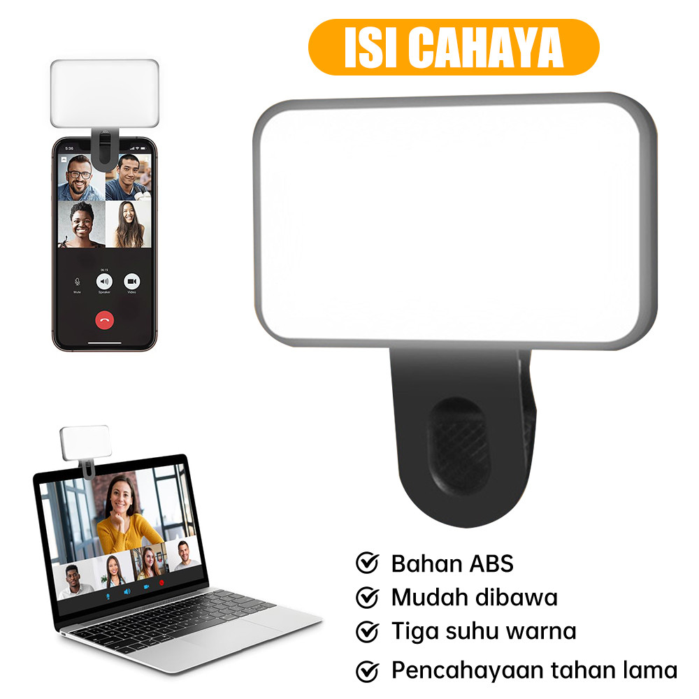 Lampu Jepit Selfie Portable Mini LED Lampu 3 warna Saku Kecantikan lighting hp jepit Mobile Phone Po