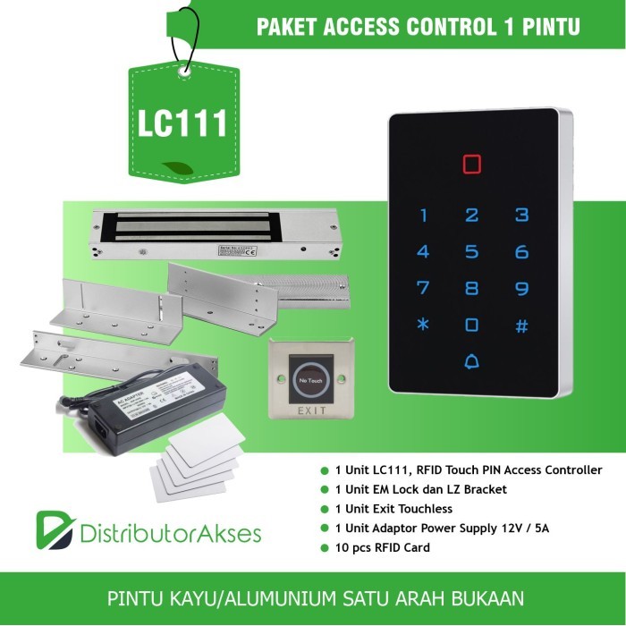 

LARIS -RFID Door Access Control Touch Magnet EM Lock Smart Akses Door Lock - Standard, LC111 Touchpad