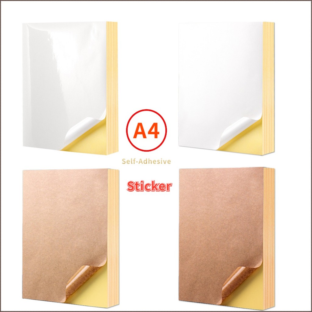 

20 Sheets A4 White/Kraft Printable Sticker Self Adhesive Sticker Label Matte glossy Paper Sheet for Laser Inkjet Printer Copier